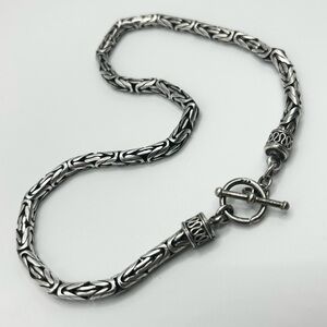 Sterling Silver 925 Byzantine Chain Necklace Men’s Vintage Jewelry Retro Stylish